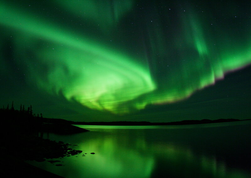 Green Aurora Borealis — Serene, Night