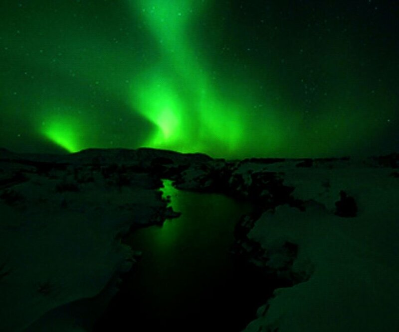 Green Aurora over River