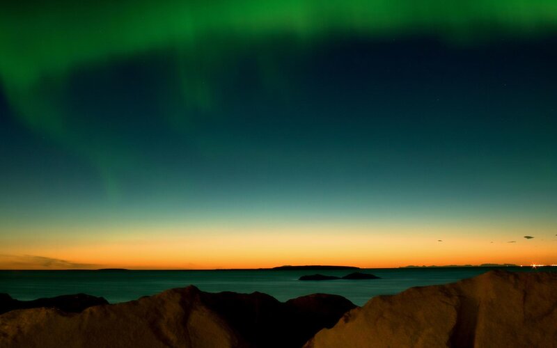 Green Aurora over Sea