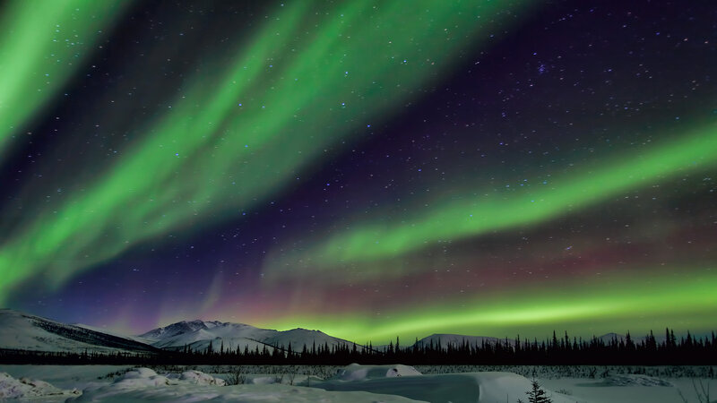 Green Aurora over Snow — Serene