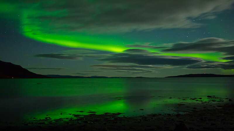 Green Aurora over Water