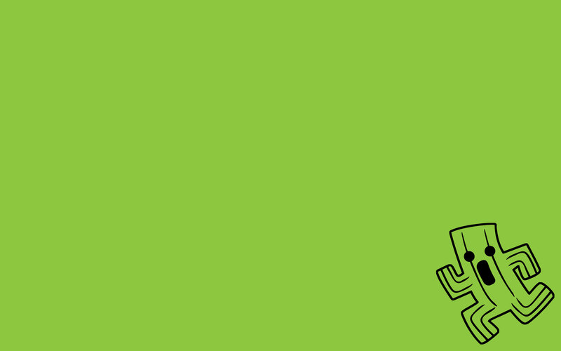 green background with cartoon character