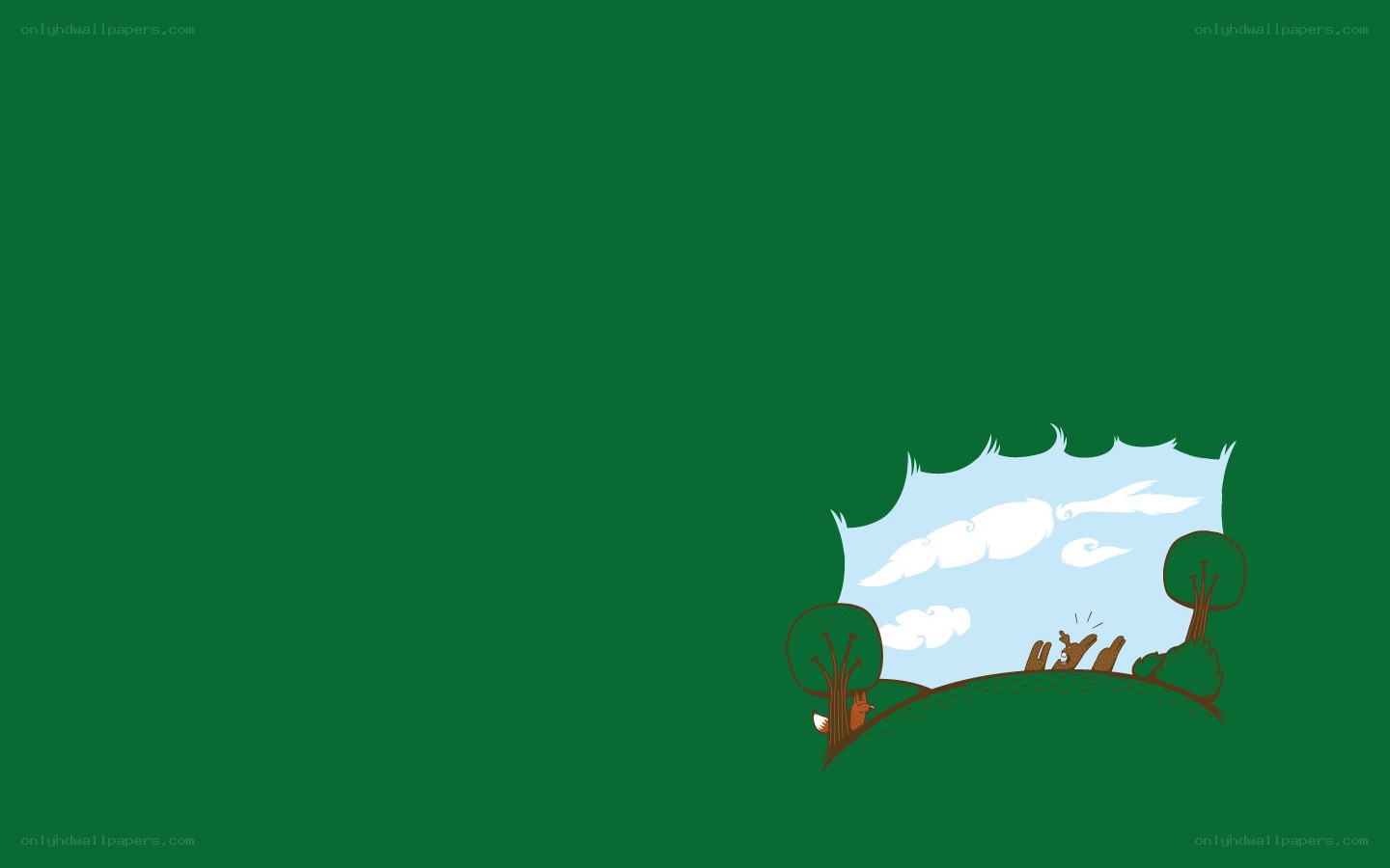 green background with cartoon landscape