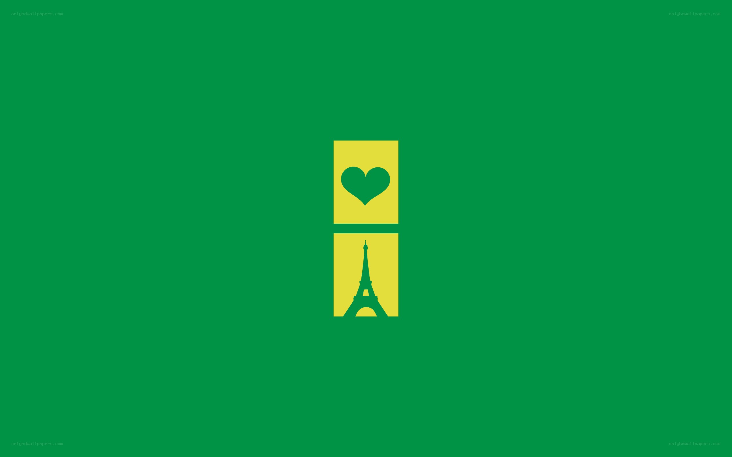 green background with heart and eiffel tower