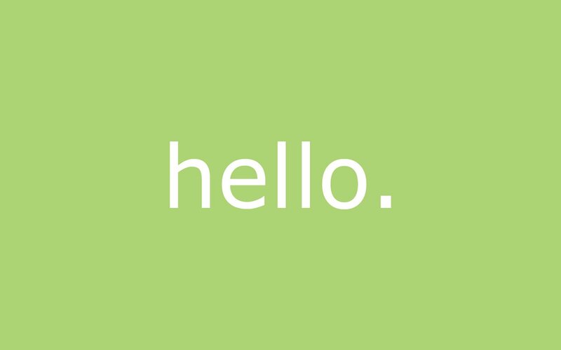 green background with hello text