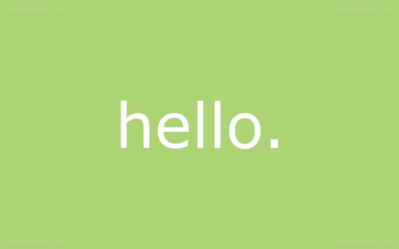 green background with hello text