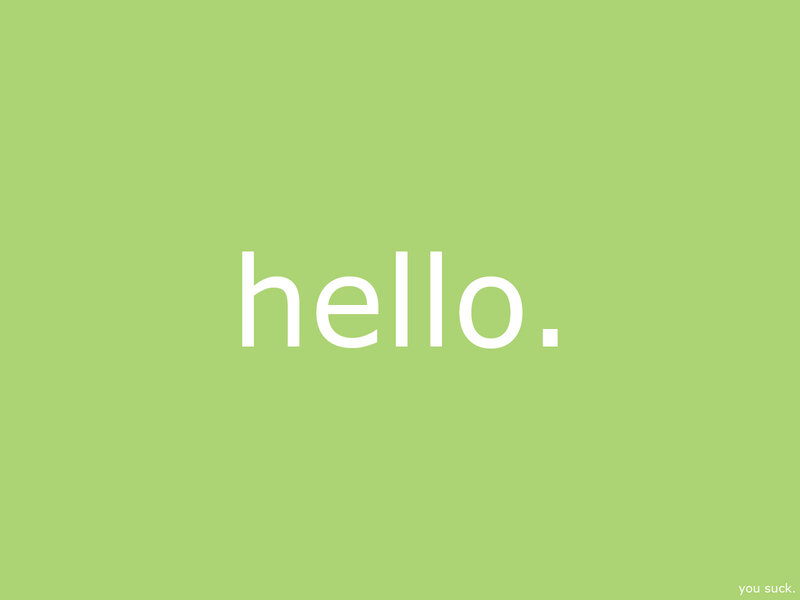 green background with hello text