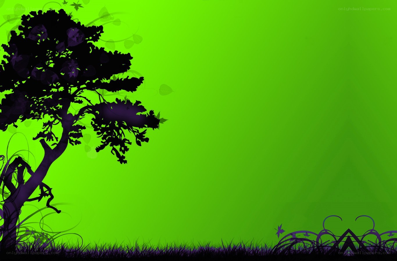 green background with tree silhouette