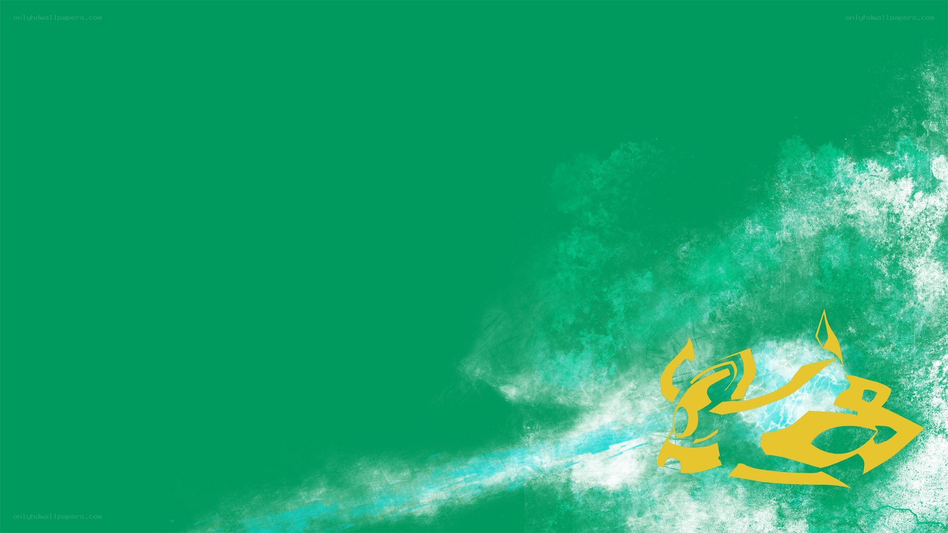 green background with yellow design