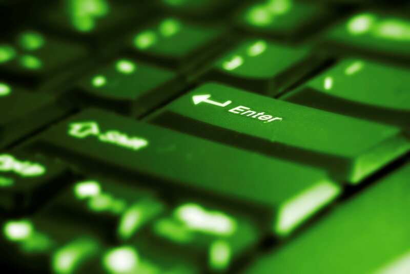 green backlit keyboard close-up