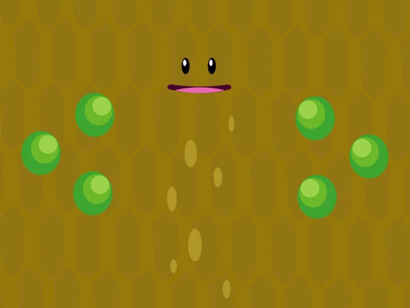 green balls on honeycomb