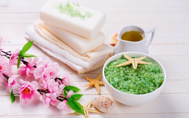 Green Bath Salts and Soap