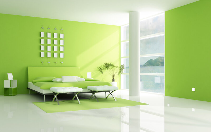 Green Bedroom Interior — Serene