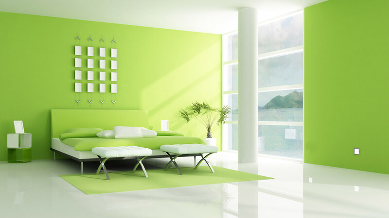 Green Bedroom Interior