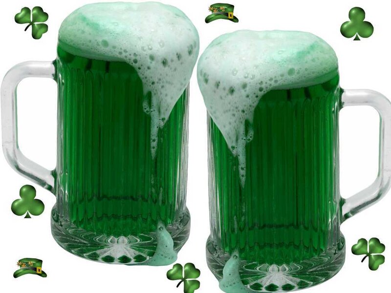 green beer mugs with shamrocks