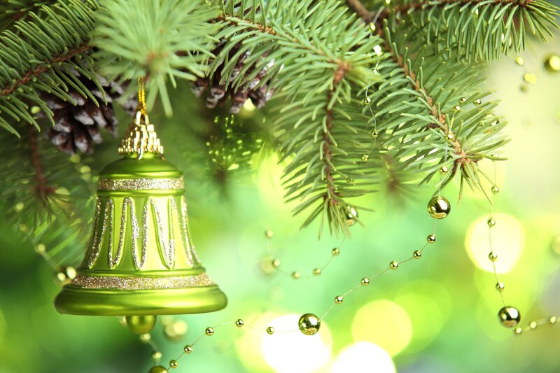 Green Bell Ornament — Festive