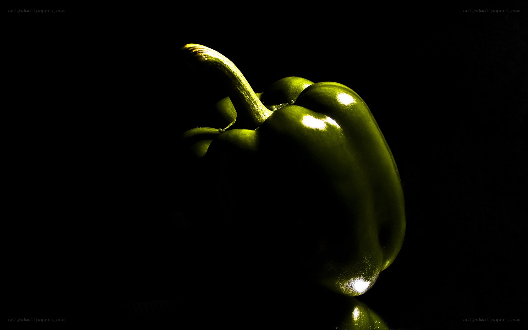 green bell pepper in spotlight