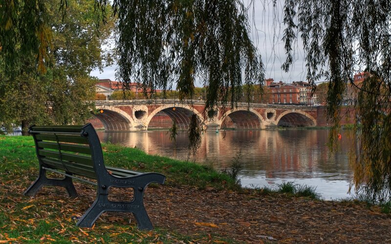 Green Bench by River