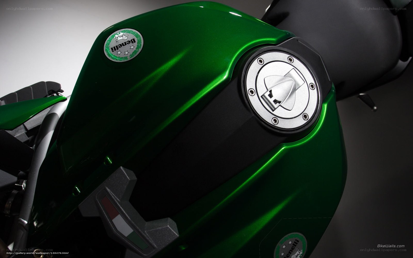 Green Benelli motorcycle fuel tank