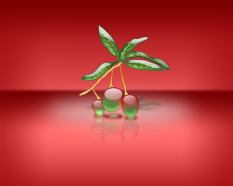 green berries on red background
