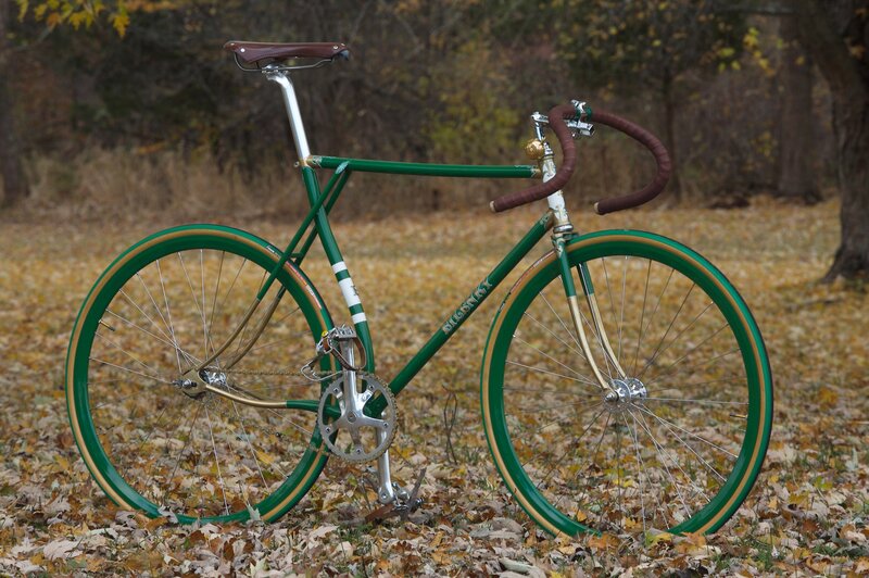 Green Bicycle on Leaves — Serene