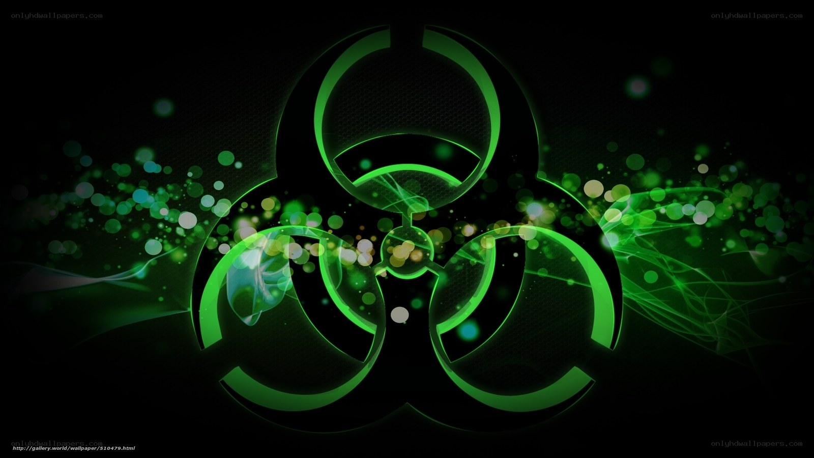 Green biohazard symbol with glowing effects
