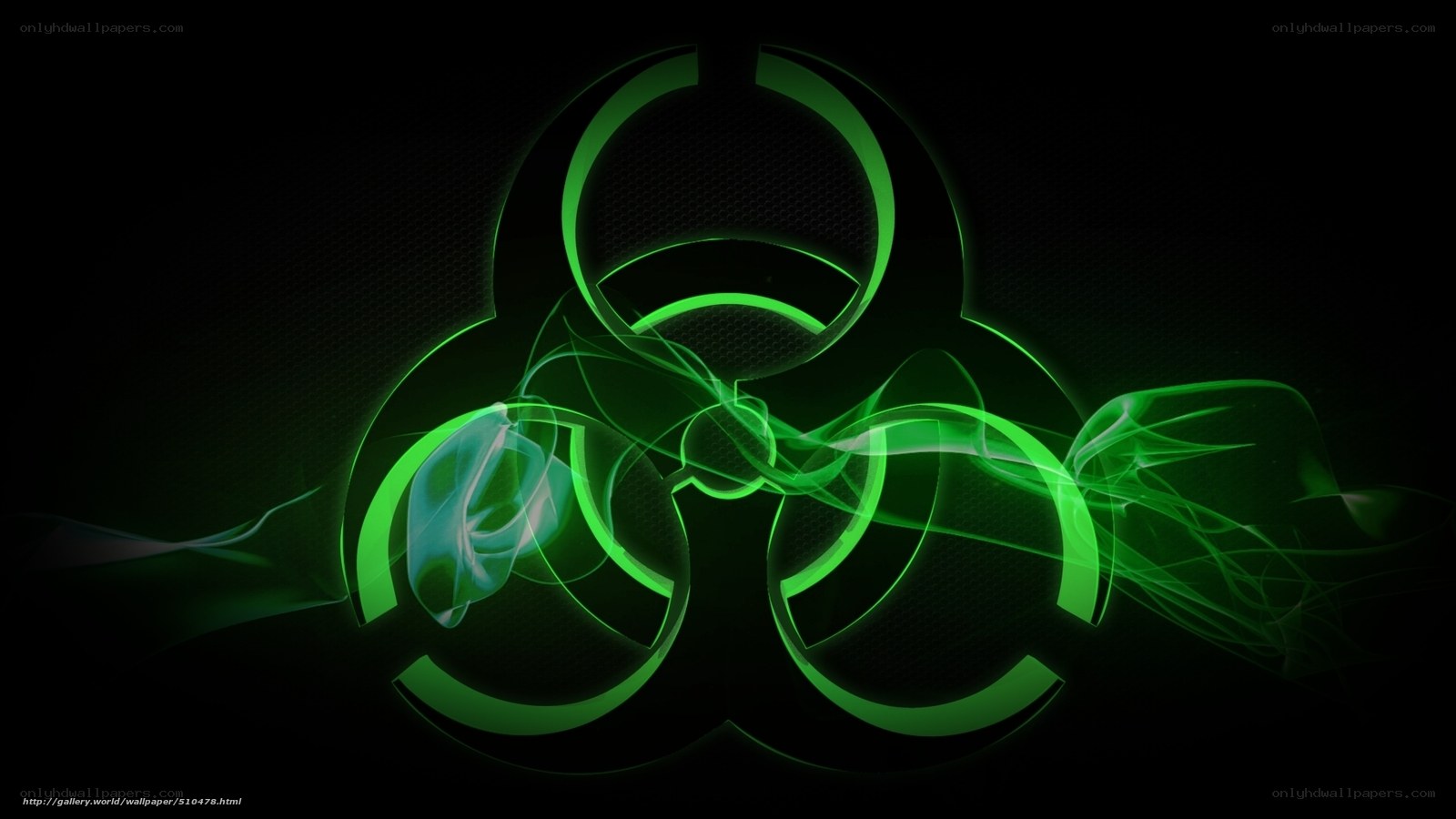 Green biohazard symbol with smoke