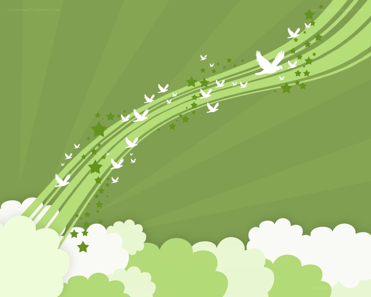 green birds flying in sky