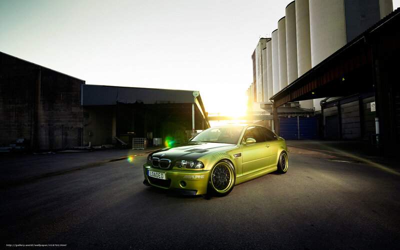 Green BMW Car — Dramatic, Sunset