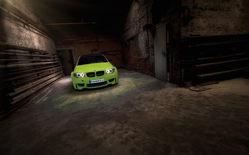 Green BMW Car — Lime Green, Dramatic