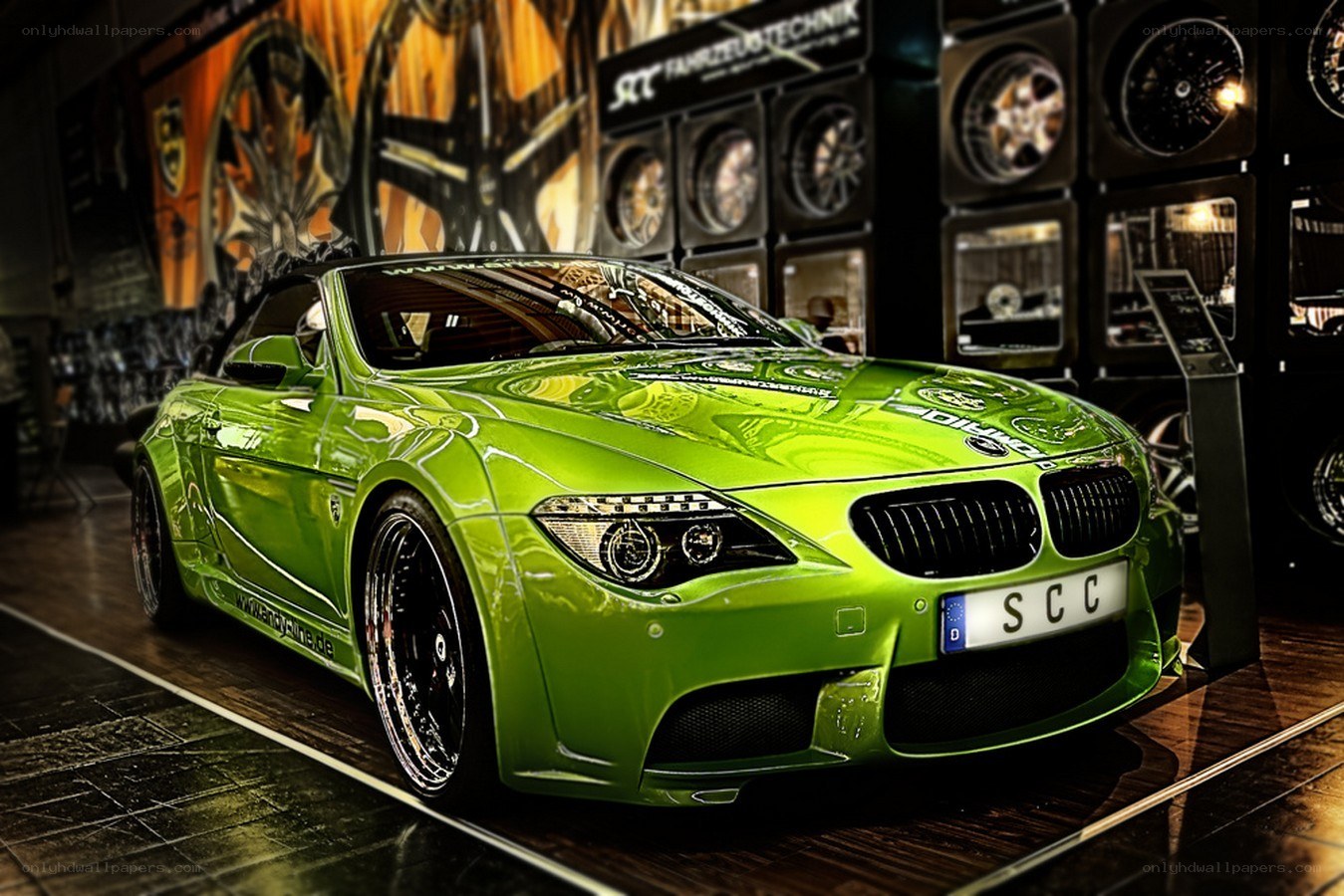 green bmw convertible car