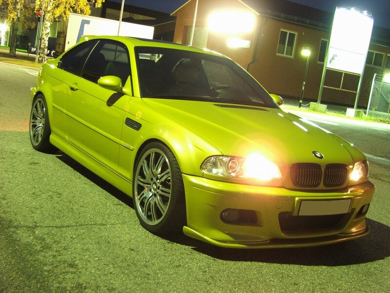 green bmw m3 at night
