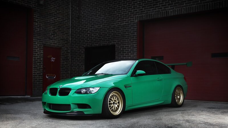 Green BMW M3 Coupe — Dramatic, Photograph, Garage, Tire