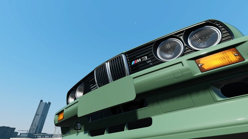 green bmw m3 front view