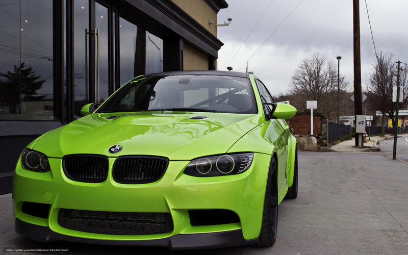green bmw m3 on street