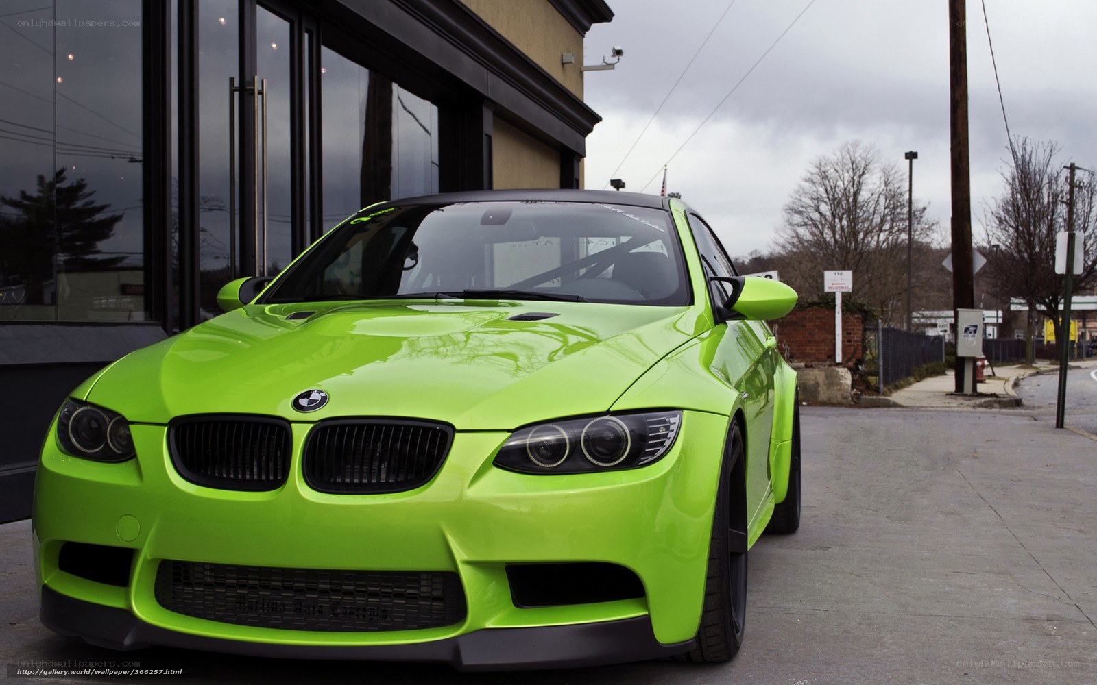 green bmw m3 on street