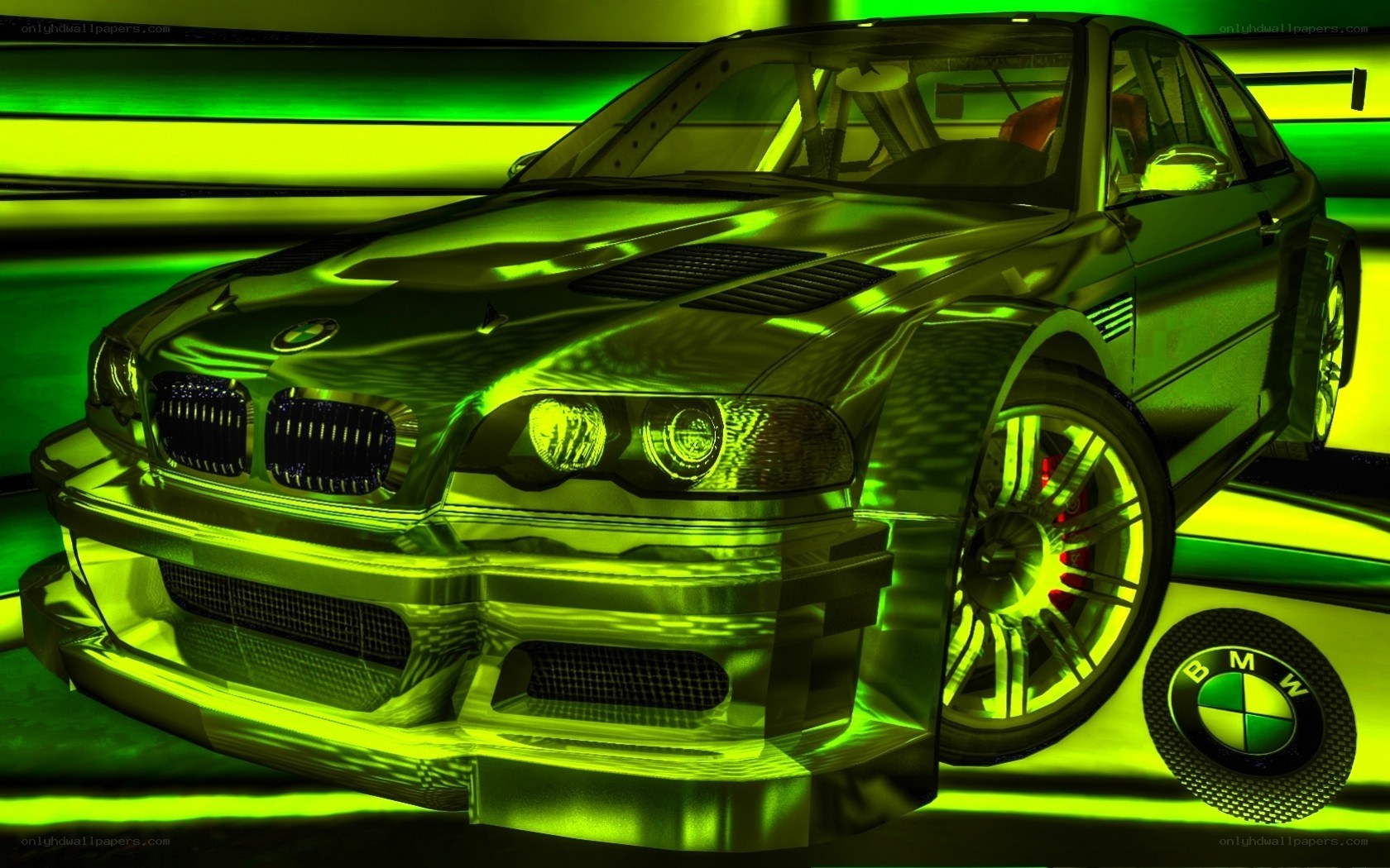 green BMW race car