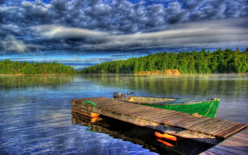 Green Boat at Dock