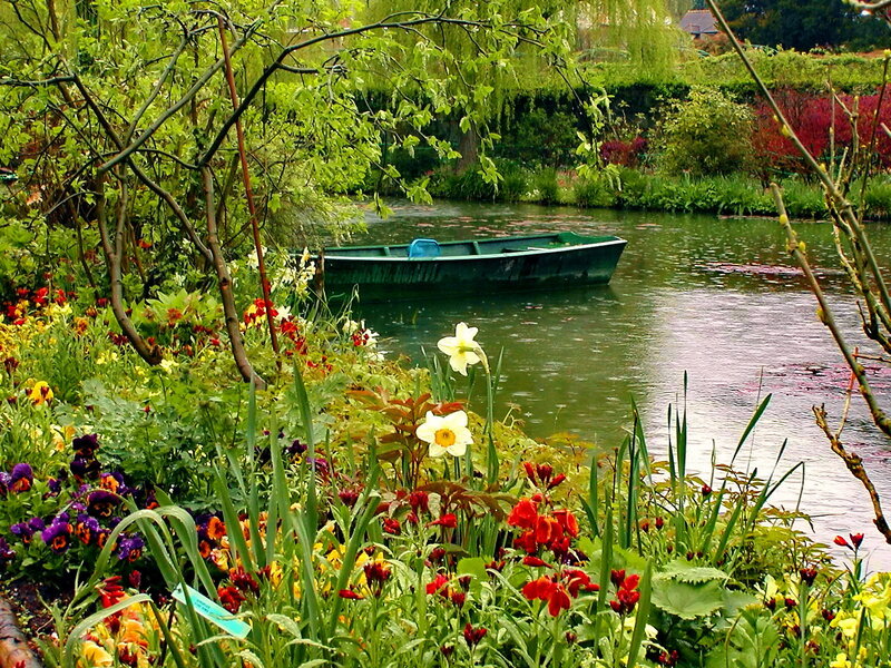 Green Boat in Pond