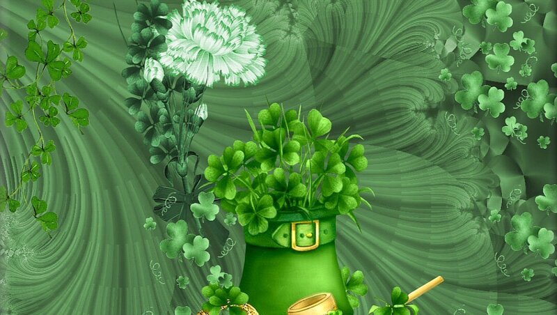 Green Boot with Clovers
