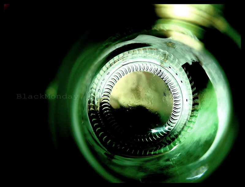 green bottle interior close-up