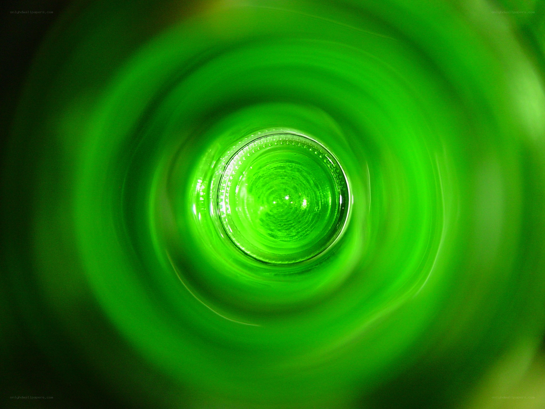 green bottle interior view