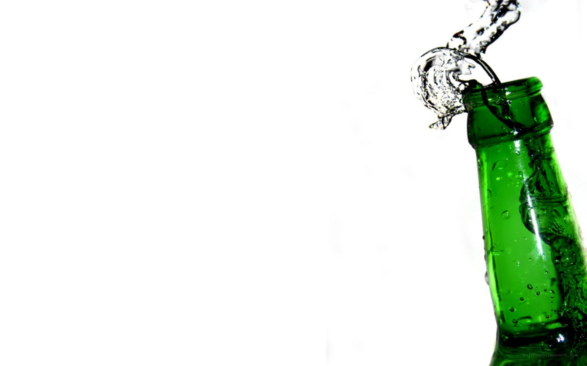 green bottle pouring water