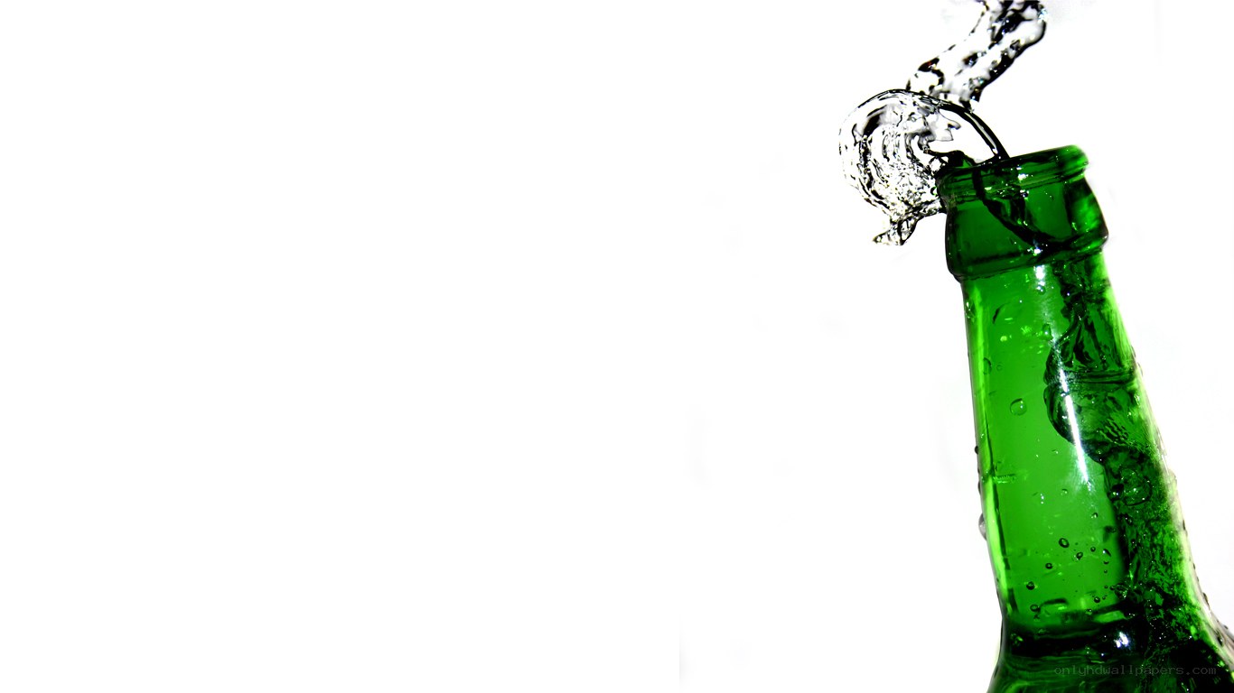 green bottle pouring water