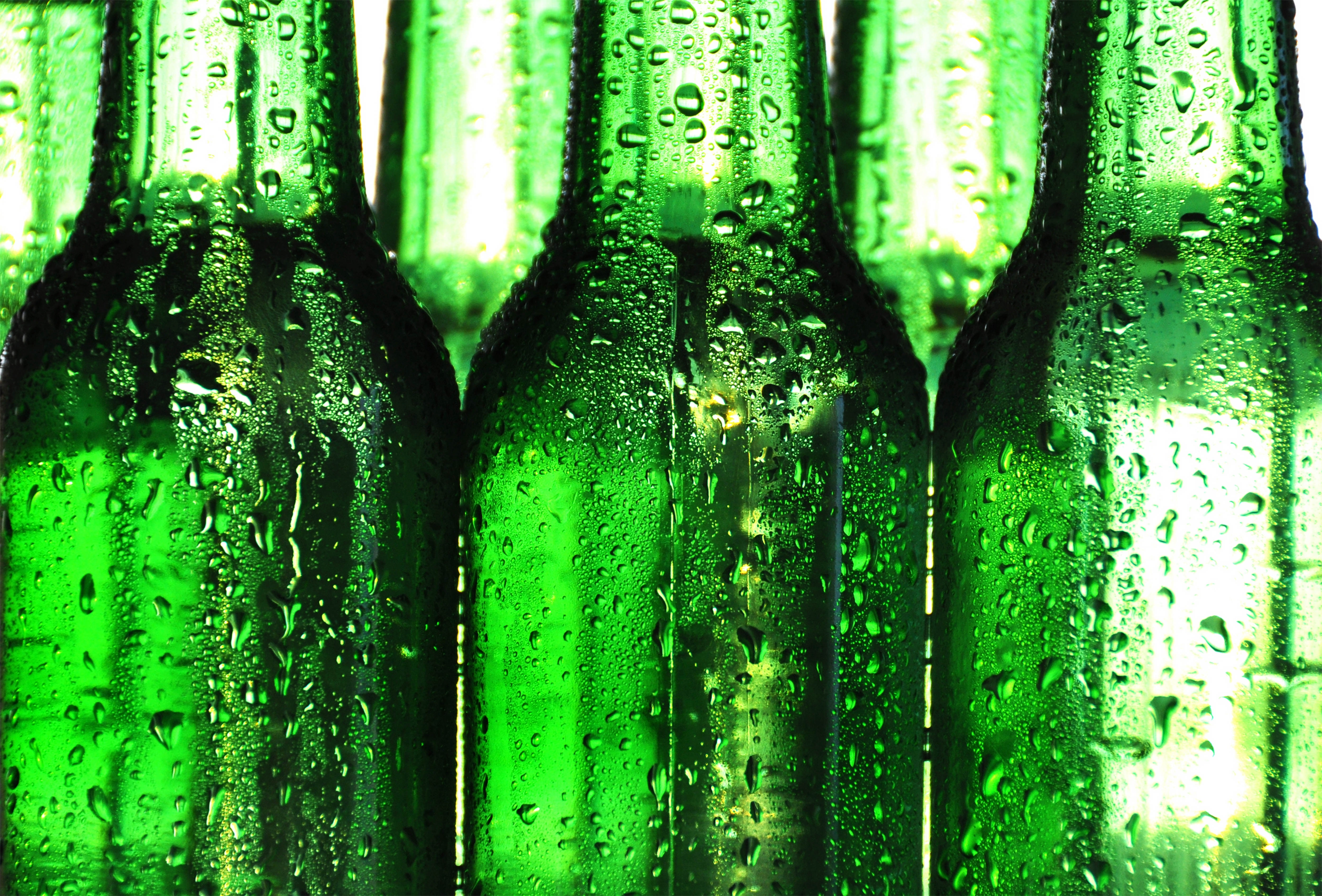 green bottles with condensation