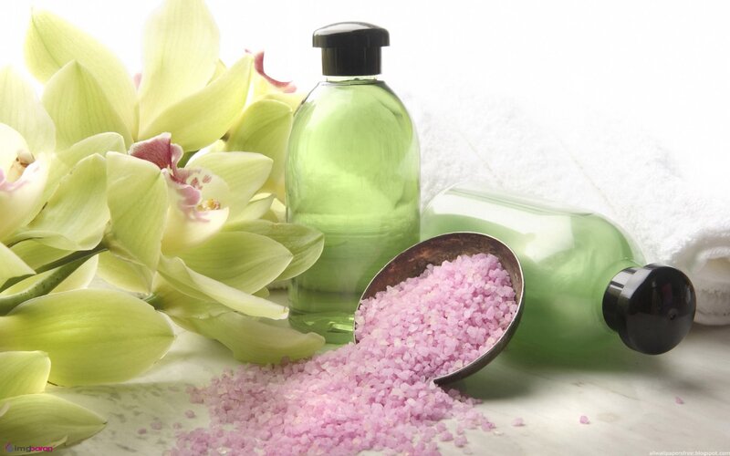 Green Bottles with Orchids
