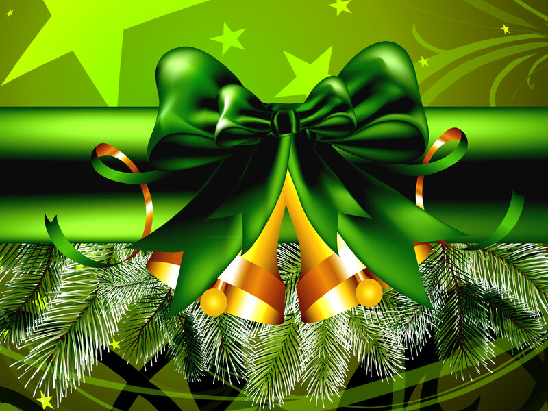 Green Bow with Bells