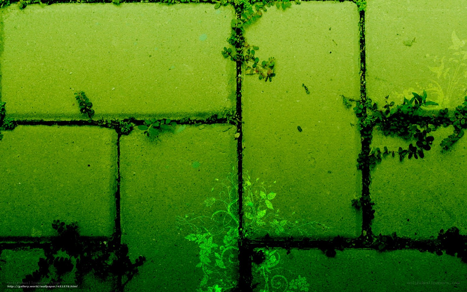 green brick wall with vines