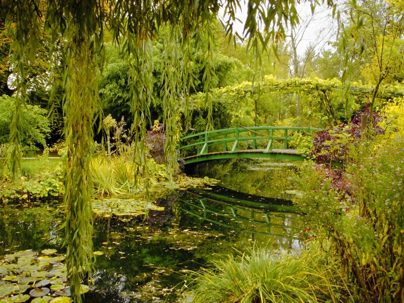 Green Bridge over Pond — Serene, Afternoon