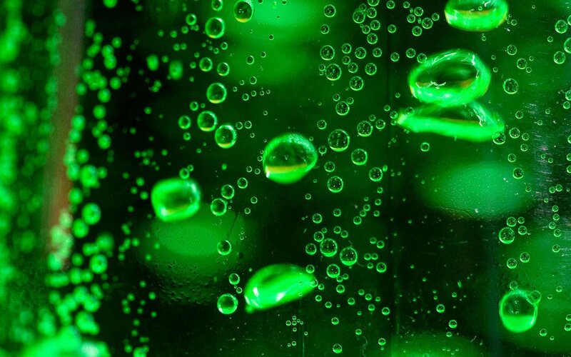 green bubbles in liquid